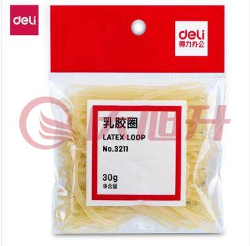 得力（deli）3211 耐用橡皮筋/乳胶圈/橡皮圈/捆扎胶圈 办公用品 30g/包装 SKU：QXS00514