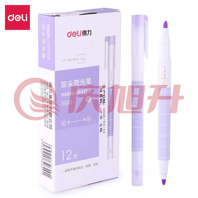 得力S610荧光笔(紫) SKU：QXS01290