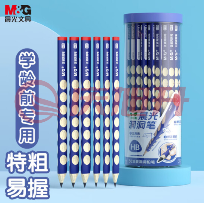 晨光(M&G)AWP30770 HB洞洞铅笔 特粗杆三角木杆 30支/桶装 SKU：QXS02503