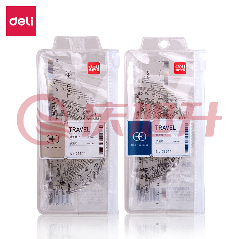 得力79511学生套尺(透明本色) SKU：QXS01443