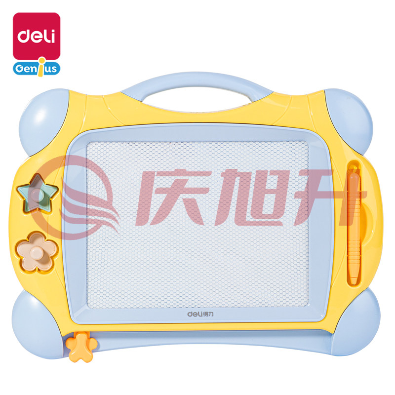 得力50302儿童磁性画板(黄色) 学习画画书写 325*254mm(黄色)(个) SKU：QXS03514