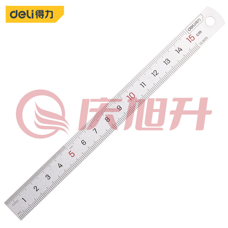 得力DL8015 不锈钢直尺刻度尺公制刻度绘图钢尺15cm SKU：QXS07081