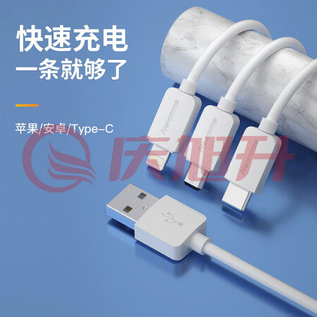 纽曼（Newmine）XS13苹果/Type-c/安卓USB-C一拖三数据线三合一充电线 适用iPhone12/12ProMax/11/小米华为p40 1.2米白 SKU：QXS09322