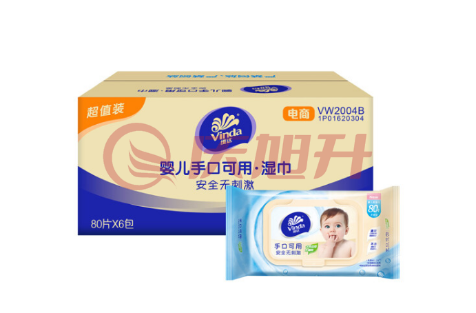 维达（Vinda）湿巾 婴儿湿巾纸VW2004B手口湿巾80片/包*6包装 SKU：QXS07024