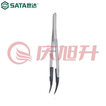 世达（SATA）03163 防静电宽头/弯头/尖头镊子130mm 防静电弯头镊子130MM SKU：QXS07537