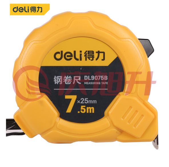 得力DL9075B 7.5米钢卷尺盒尺伸缩尺米尺公制7.5m*25mm SKU：QXS07359