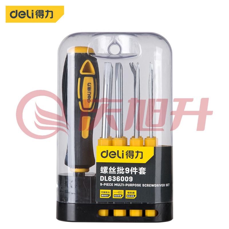 得力DL636009 9件套多用螺丝批 SKU：QXS07367