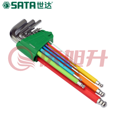 世达（SATA）09101CH 彩虹系列9件特长球头内六角扳手组套 SKU：QXS07680