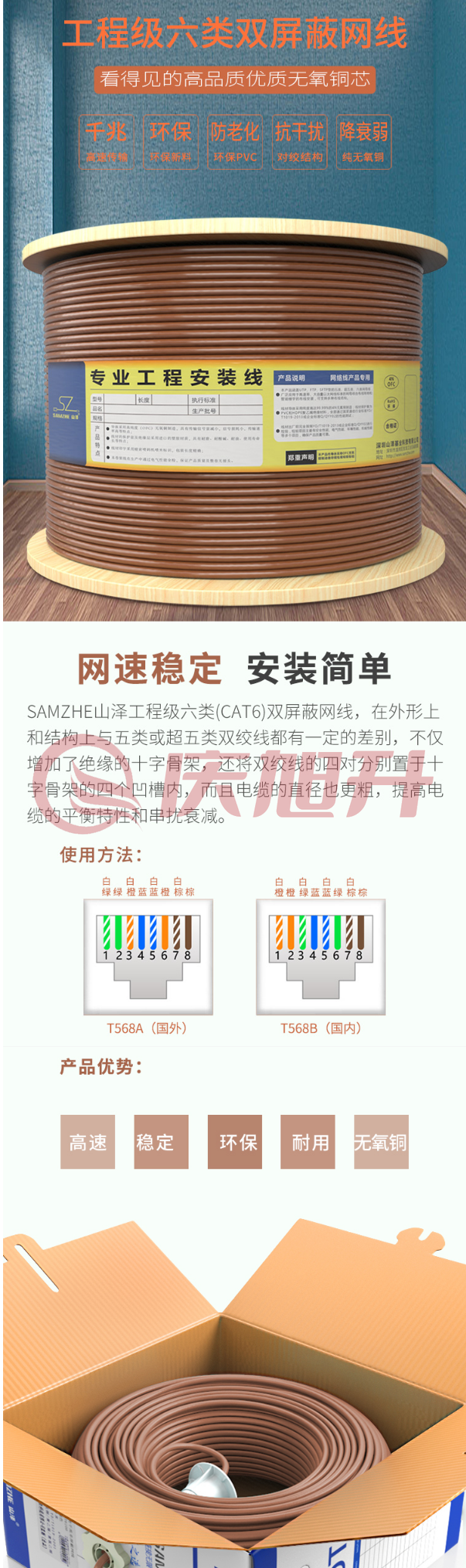 【山泽SFTP-6305】山泽(SAMZHE)六类双屏蔽网线【商用版】智能工程 CAT6类千兆网线无_1_1.png