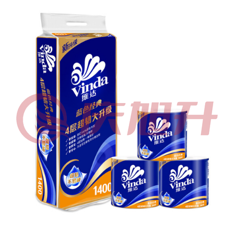 维达(Vinda) 蓝色经典4层卷纸140g卫生纸巾*10卷 SKU：QXS07013