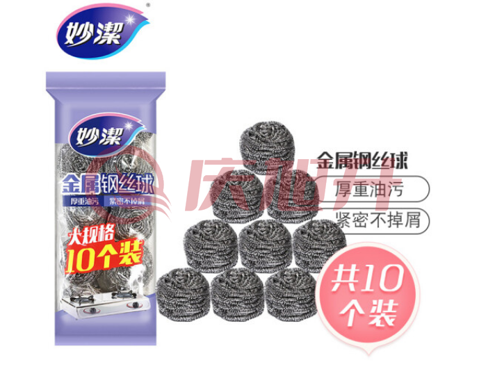 妙洁MHB10-EC钢丝球十个装 不掉屑 SKU：QXS10301