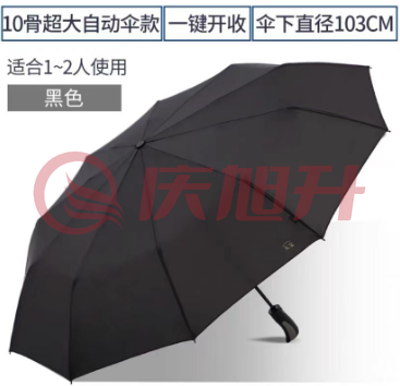 天堂伞 10骨全自动雨伞 抗风纯色款（混色） SKU：QXS09672