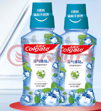 高露洁（Colgate）贝齿冰爽薄荷漱口水500ml×2瓶装 SKU：QXS10418