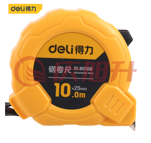 得力DL9010B 10米钢卷尺盒尺伸缩尺米尺公制10m*25mm SKU：QXS10760