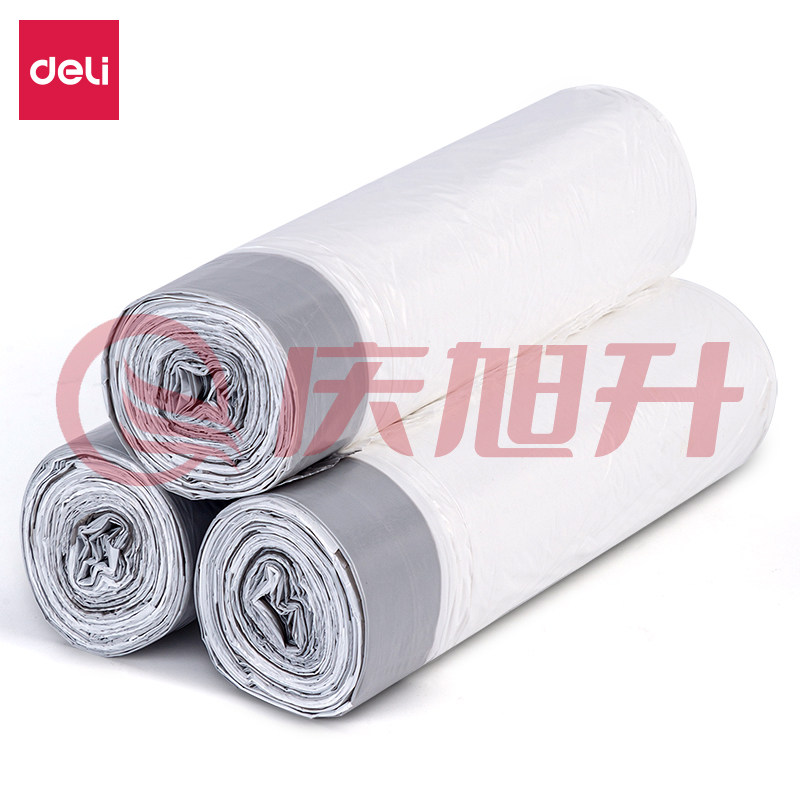 得力18751抽绳白色垃圾袋(45*50cm)(3卷装)(18只/卷) SKU：QXS11334