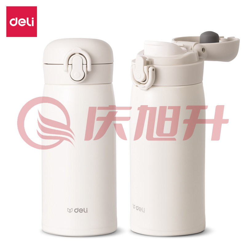 得力LL603-FWE时尚保温杯（350ml）(白)(个) SKU：QXS11369