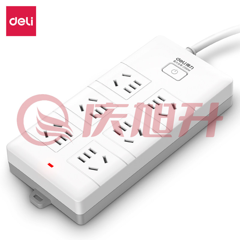 得力18168-03插座插排_6组_3米_PVC袋装(白)(只) SKU：QXS11181