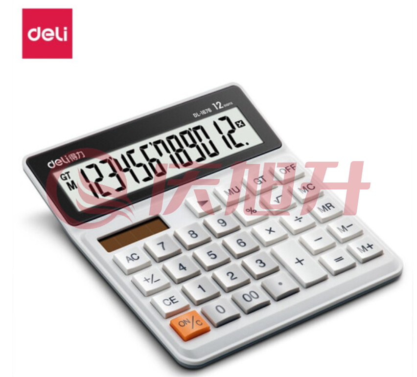 得力(deli)双电源桌面计算器 12位宽屏财务计算器 白色1676 SKU：QXS11960