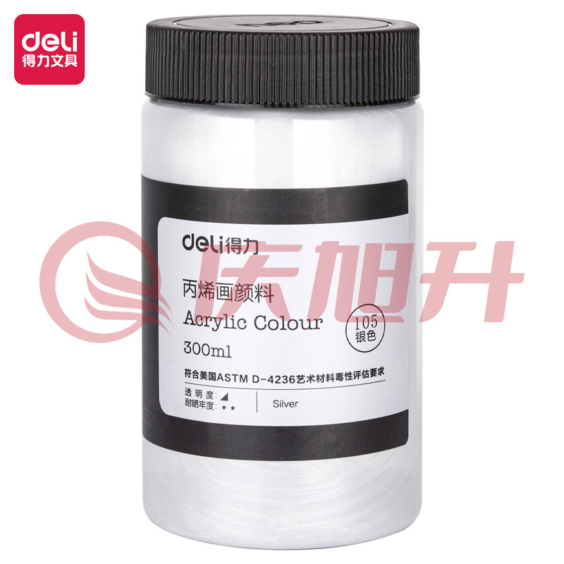 得力 (deli)丙烯颜料300ml大容量 墙绘手绘DIY画画 73875银色 SKU：QXS12103