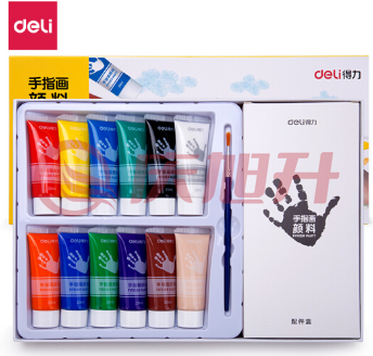 得力 (deli) 12色 20ml 软管装可水洗 手指画 美术涂鸦颜料 73872 5盒装 SKU：QXS12093