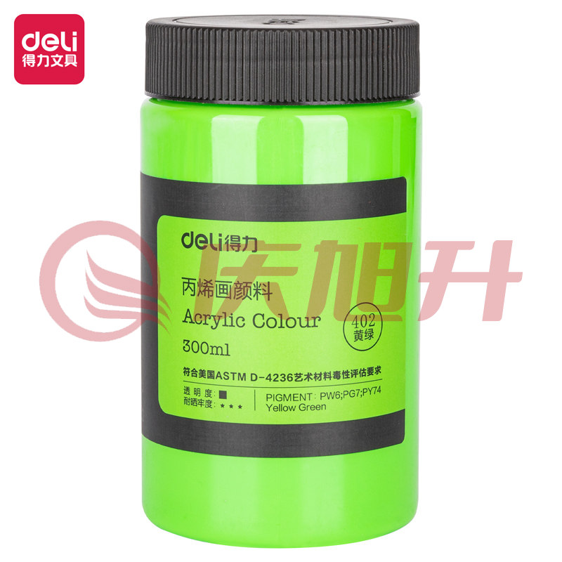 得力(deli)丙烯颜料300ml大容量 墙绘手绘DIY画画 73875黄绿/ SKU：QXS12046