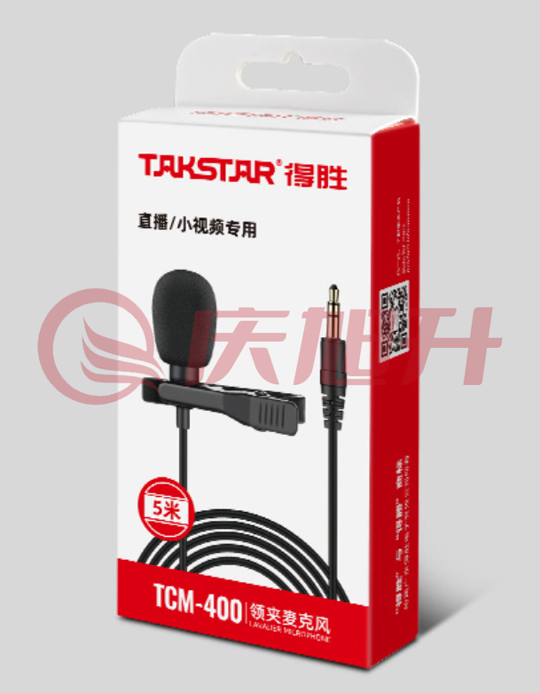 得胜 (TAKSTAR)TCM-400领夹麦克风 手机直播 带货 采访 课件录制 短视频拍摄收音话筒 黑色 TJRRSFYJD202303021020330 SKU：QXS13111