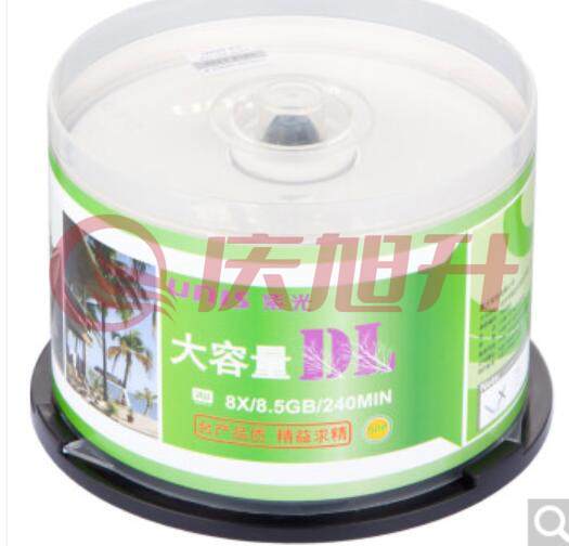 紫光(UNIS) DVD+R DL光盘/刻录盘 8速8.5G 单面双层 桶装50片 空白光盘.... SKU：QXS13003