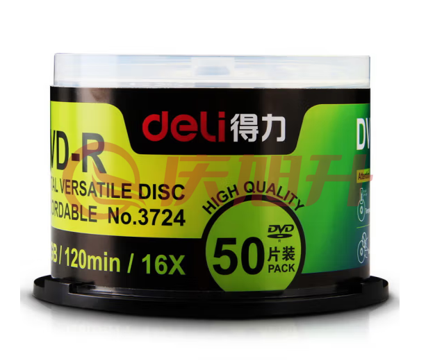 得力(deli) 3724-DVD-R 刻录光盘 50片/筒. SKU：QXS12959