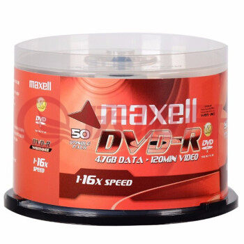 麦克赛尔(maxell) DVD-R光盘刻录光盘 空白光 16速4.7G 商务金盘桶装50片 SKU：QXS13389