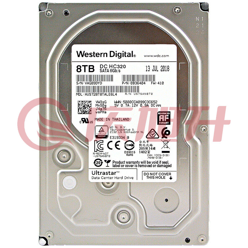 西部数据(Western Digital) 8TB HC320 SATA6Gb/s 7200转256M  企业级硬盘(HUS728T8TALE6L4) SKU：QXS14024